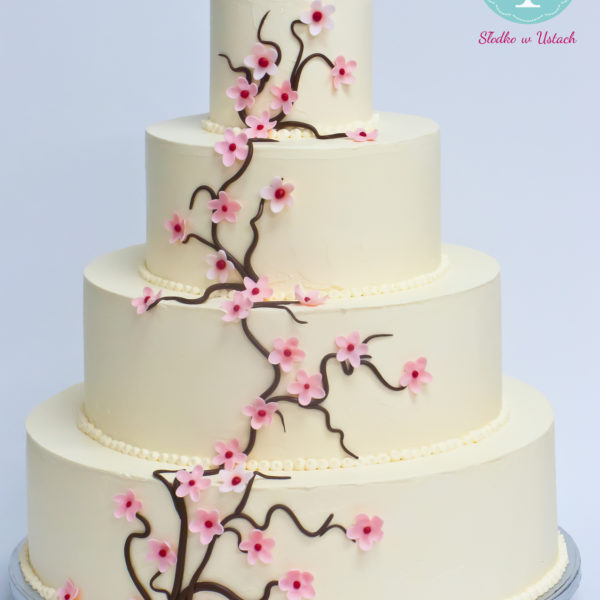S15 - tort na ślub, wesele, ślubny, weselny, biel, elegancki, piętrowy , cake, piaseczno, z dostawą