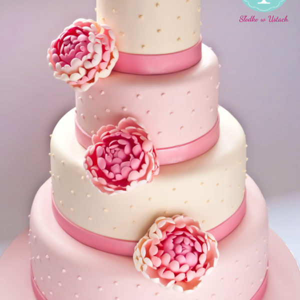 S42 - tort na ślub, wesele, ślubny, weselny, elegancki, piętrowy , z kwiatami, kwiaty, cake, warszawa, z dostawą, róż, peonie,
