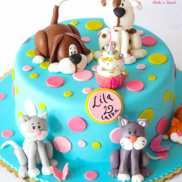 U21 - tort urodzinowy, na urodziny, dla dzieci, artystyczny, zwierzątka , psy, koty, warszawa, z dostawą,