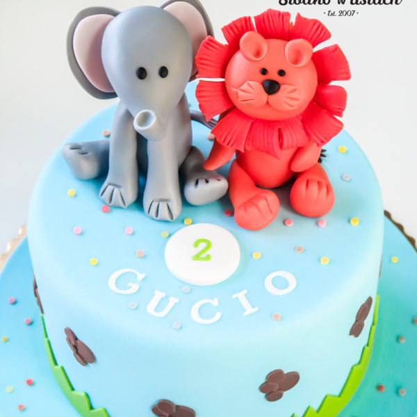 U459 - tort urodzinowy, na urodziny, dla dzieci, artystyczny, zwierzątka,