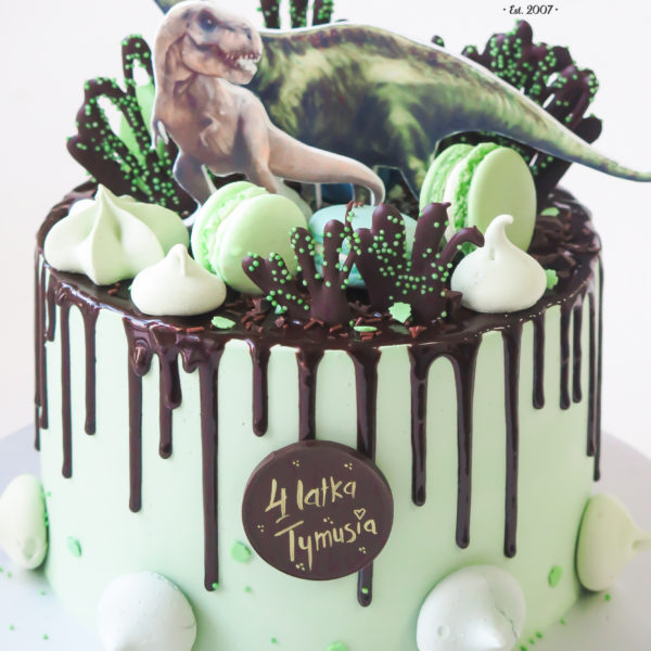 LM49 - tort urodzinowy, na urodziny, dinozaur, drip, klasyczny, last minute, na ostatnią chwilę, warszawa, bez masy cukrowej