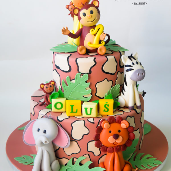 U468 - tort urodzinowy, na urodziny, dla dzieci, artystyczny, dżungla, afryka, jungle, tort z dostawą, transportem warszawa, piaseczno, konstancin jeziorna, góra kalwaria, polska